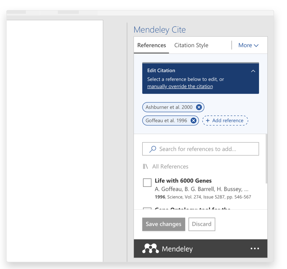 Mendeley citation deals styles